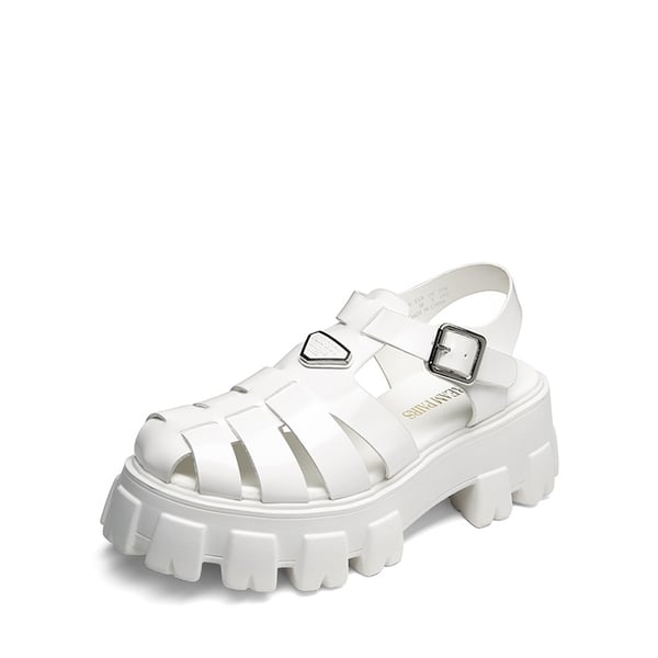 Lug Sole Platform Sandals - WHITE-PAT -  0